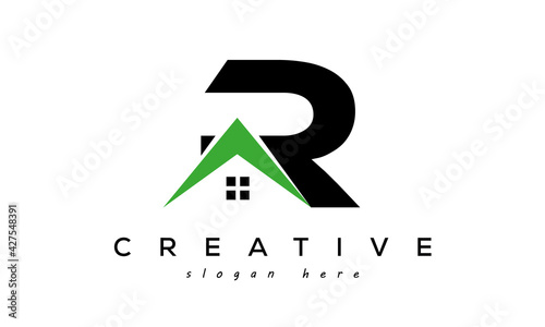 initial R real estate logo vector