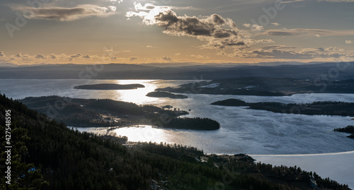 Steinsfjorden, a branch of Lake Tyrifjorden located in Buskerud, Norway. View from Kongens Utsikt (Royal View) at Krokkleiva photo