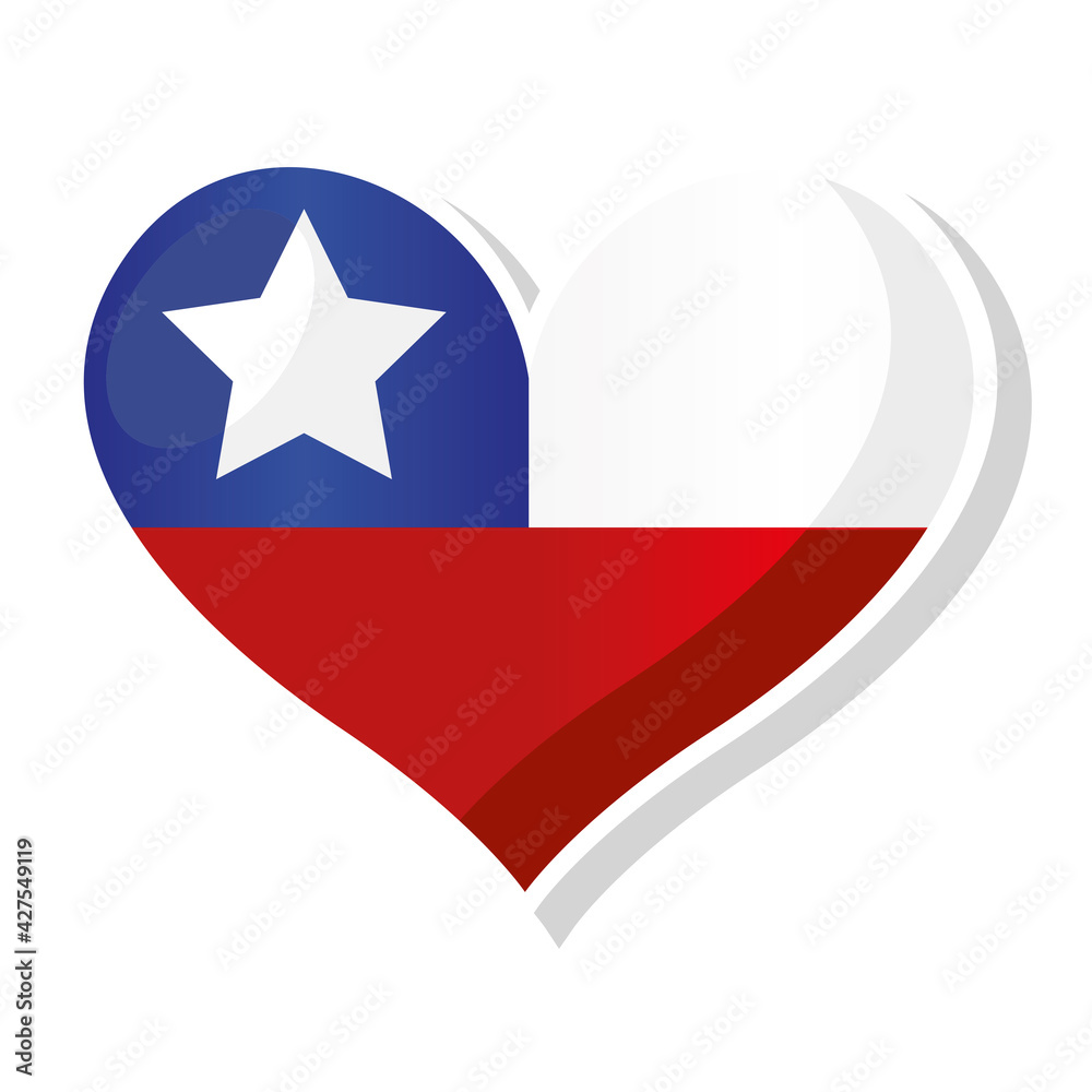 Flag of Chile in heart shaped - Vector illustration Flag of Chile in heart shaped - Vector illustration