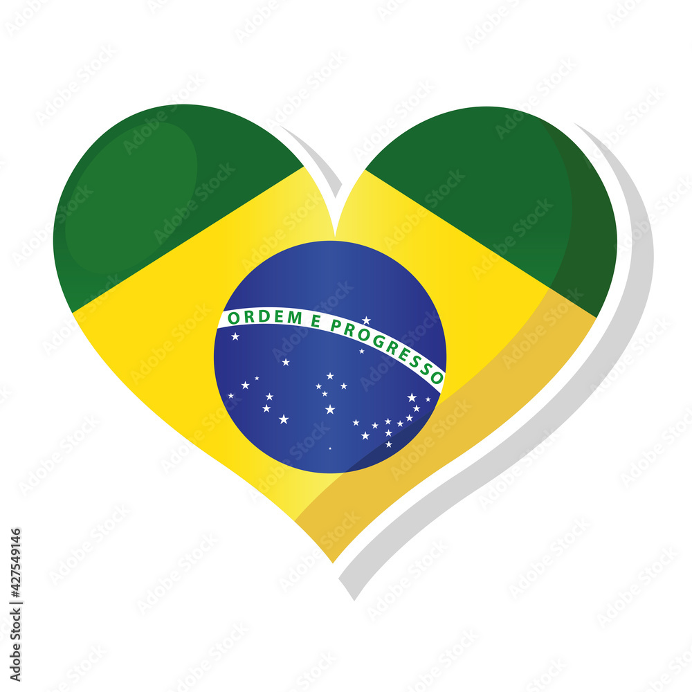 Fototapeta premium Flag of Brazil in heart shaped - Vector illustration