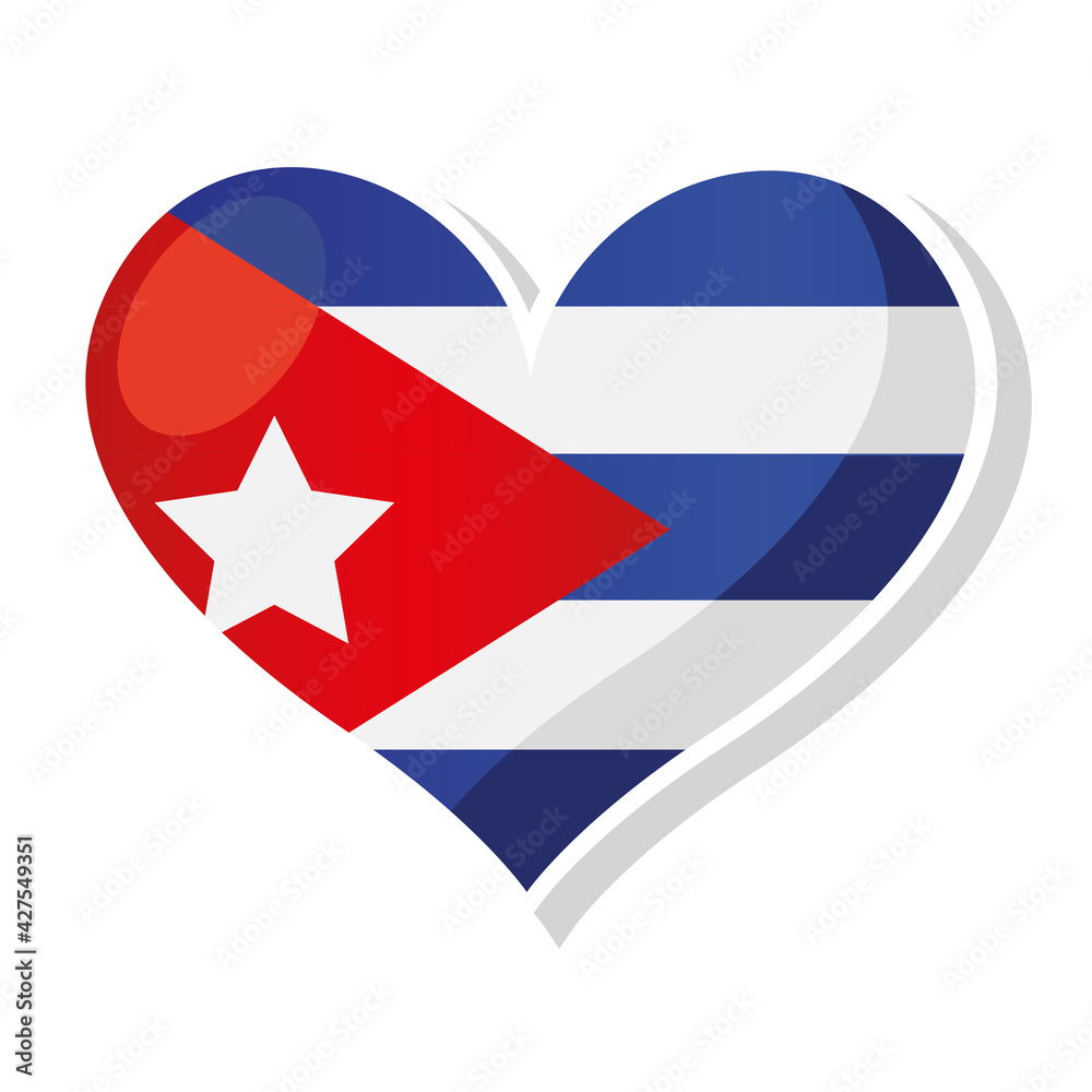 Flag of Cuba in heart shaped - Vector illustration Flag of Cuba in heart shaped - Vector illustration