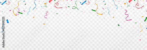 Vector confetti png. Multicolored confetti falls from the sky. confetti, serpentine, tinsel on a transparent background. Holiday, birthday. photo