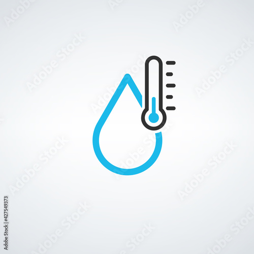 Water Thermometer, temperature, instrument for measuring hot and cold liquid temperatures, meteorology. Stock Vector illustration isolated on white background.