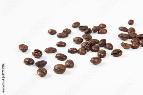 Coffee beans isolated on white background. close up.