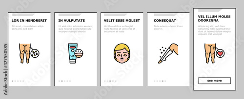 Edema Disease Symptom Onboarding Mobile App Page Screen Vector. Venous And Fatty, Lymphatic And Hypoproteinemic, Allergic And Heart Edema Health Problem Illustrations