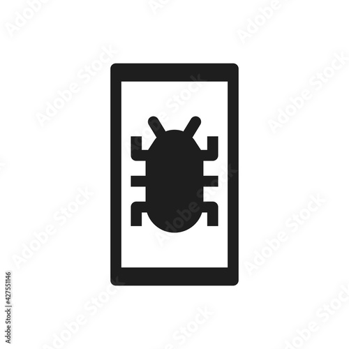 infected virus phone icon - mobile with Bug sign symbol