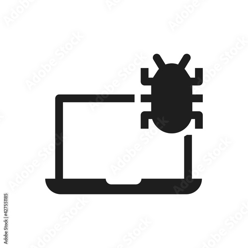 laptop computer infected virus icon malware and Bug sign symbol