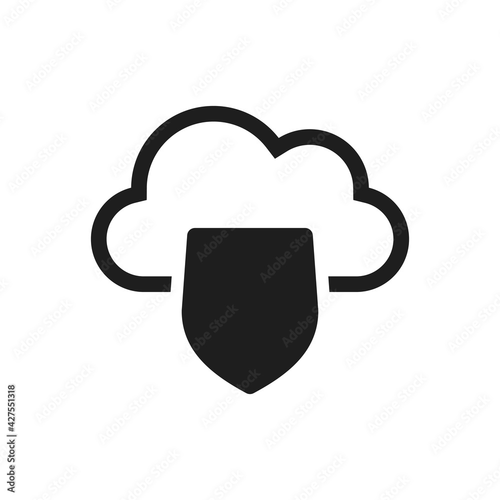 Cloud internet protection shield icon sign symbol Cloud internet protection shield icon sign symbol