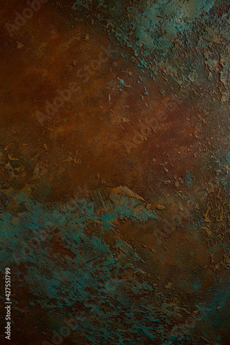 Background for old copper, rust, texture. Abstraction, design