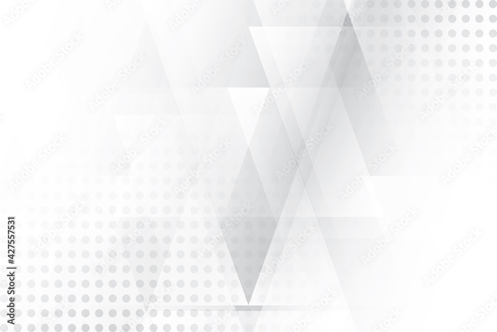 Fototapeta premium Abstract geometric white and gray color background with halftone effect. Vector illustration. 