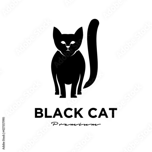 Fototapeta Naklejka Na Ścianę i Meble -  black cat pets logo vector icon illustration isolated design