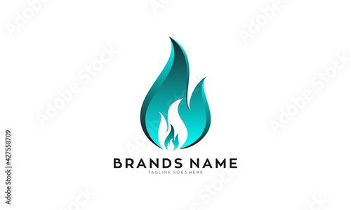 Blue hot fire creative vector logo