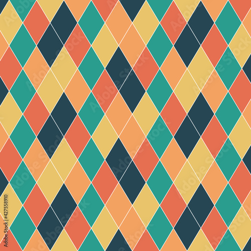Patrón de rombos en colores estilo retro ordenados en filas horizontales