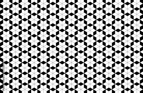 Patrón de estrellas blancas de seis puntas creando diamantes negros en negativo
