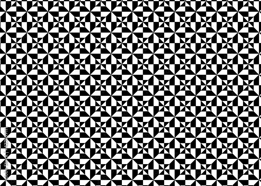 Patrón geométrico de trapezoides y triángulos en colores blanco y negro intercalados de forma ordenada. Patrón geométrico de trapezoides y triángulos en colores blanco y negro intercalados de forma ordenada.