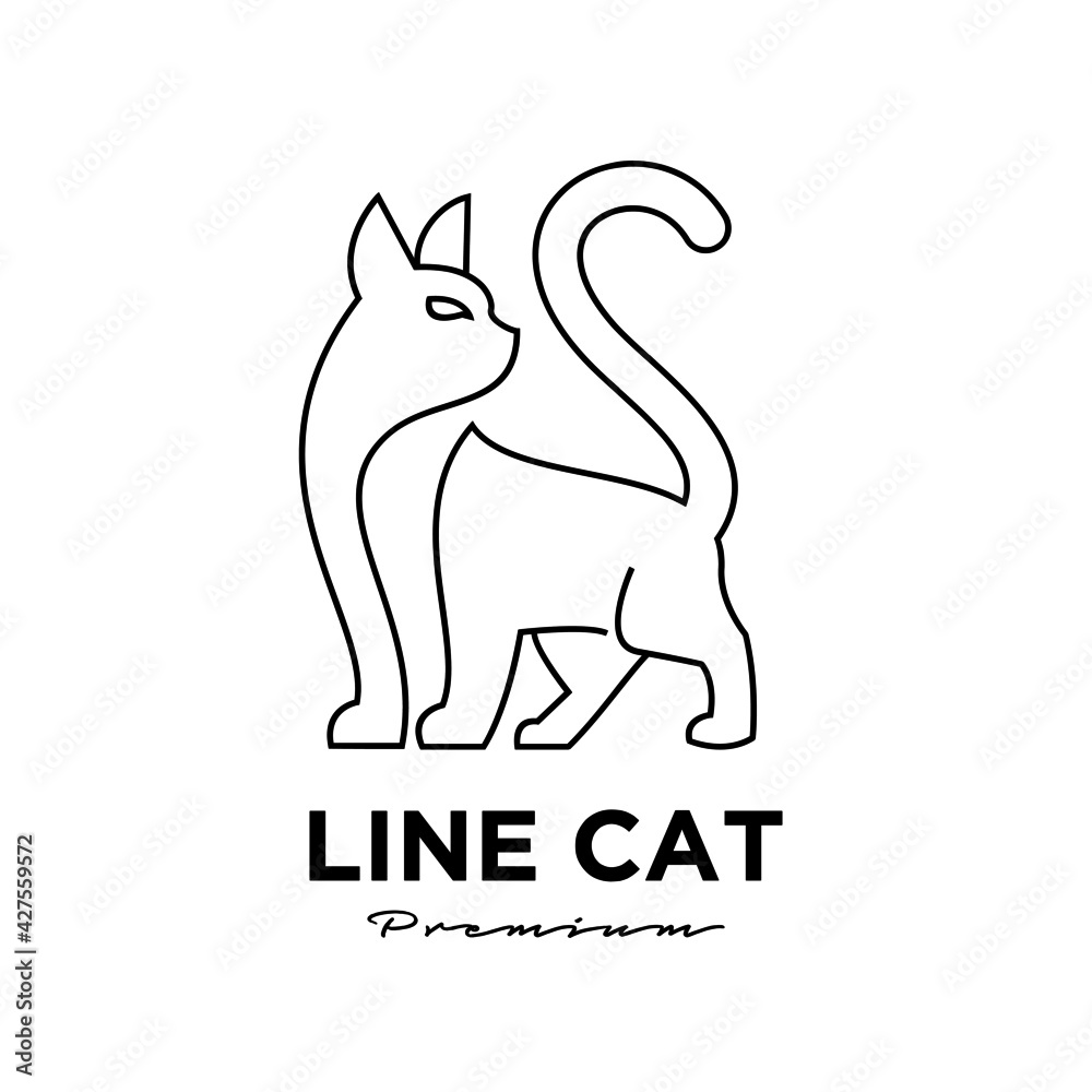 black cat pets line outline logo vector icon illustration isolated design black cat pets line outline logo vector icon illustration isolated design