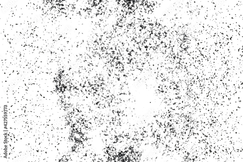  Grunge black and white pattern. Monochrome particles abstract texture. Background of cracks, scuffs, chips, stains, ink spots, lines. Dark design background surface.