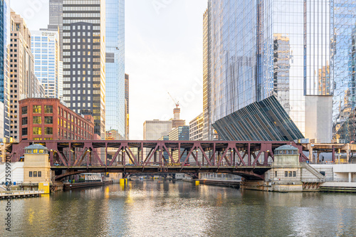 Panoramic Image of the Chicago River with the Chicago Skyline in the Background. © Joel Villanueva
