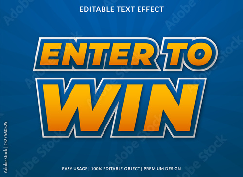 enter to win text effect template with abstract style use for business logo and brand