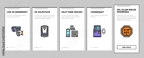 Rfid Chip Technology Onboarding Mobile App Page Screen Vector. Security Card And Trinket, Development And Programming Rfid Radio Frequency Identification Illustrations