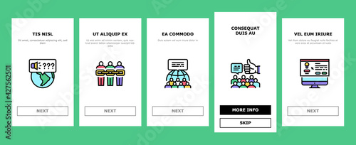 Crowdsourcing Business Onboarding Mobile App Page Screen Vector. Internet Advertising And Social Media Promotion, Idea And Viral Marketing Crowdsourcing Illustrations