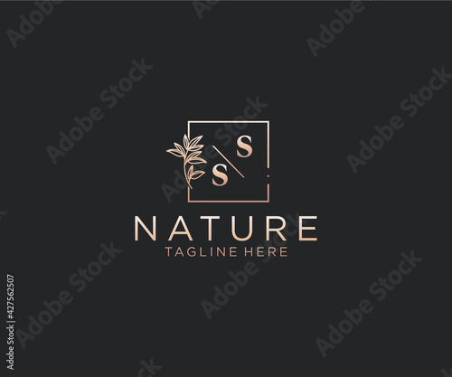 initial SS letters Beautiful floral feminine editable premade monoline logo suitable, Luxury feminine wedding branding, corporate.