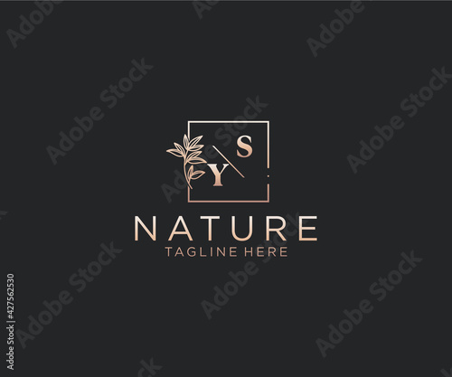 initial SY letters Beautiful floral feminine editable premade monoline logo suitable, Luxury feminine wedding branding, corporate.