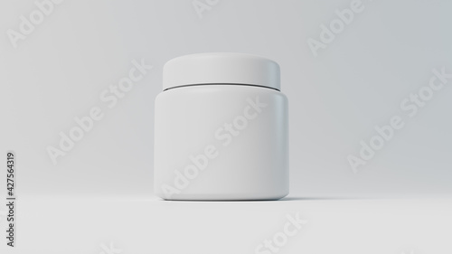 Matte Plasstic Jar Mockup on white background font view  3D rendering