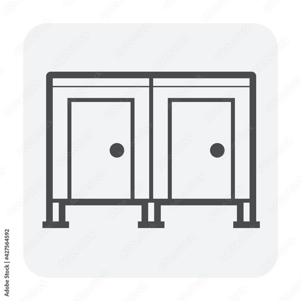 Toilet cubicle vector icon. Also called sanitary partition, stall or divider consist of wood material and equipment for interior of commercial building i.e. public restroom and washroom for privacy. Toilet cubicle vector icon. Also called sanitary partition, stall or divider consist of wood material and equipment for interior of commercial building i.e. public restroom and washroom for privacy.