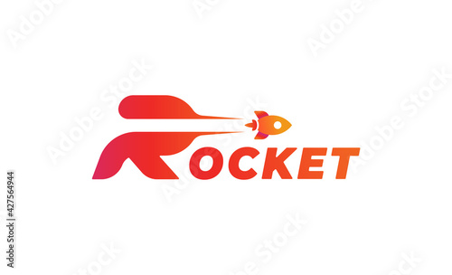 Rocket Launch R Type logo Vector design illustration
