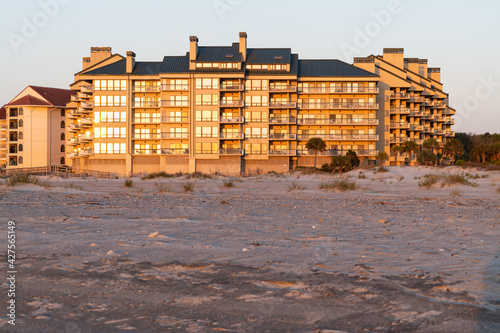 Wild Dunes Resort  South Carolina  USA - April 5  2021. Luxury ocean view of luxury condos at sunrise  Wild Dunes Resort  Isle of Palms  South Carolina.