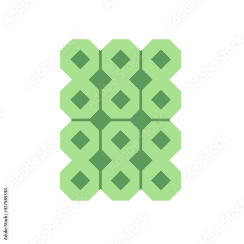 Permeable concrete paver block pavement floor or brick vector icon. Material for landscape, outdoor and garden by construction paving on ground. That parking lot, sidewalk, patio, path or footpath.