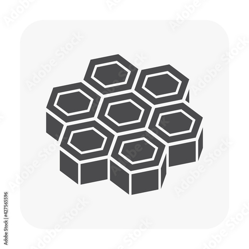 Concrete paver block pavement floor or brick vector icon. For landscape, outdoor, garden by construction paving on ground to create hexagon pattern. That sidewalk, road, patio, path, street, walkway.