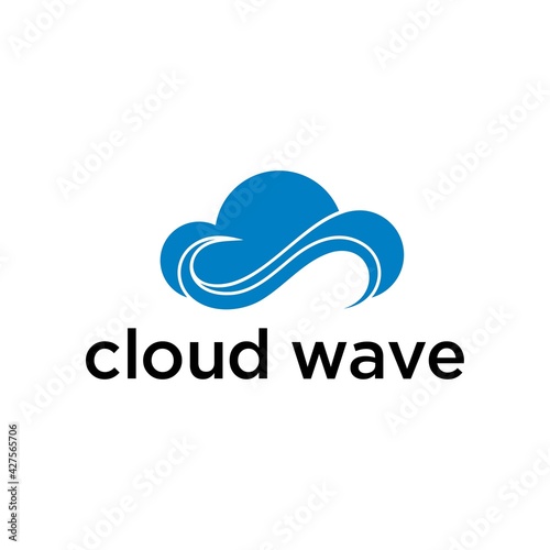 cloud wave logo design for blue sky vector illustration