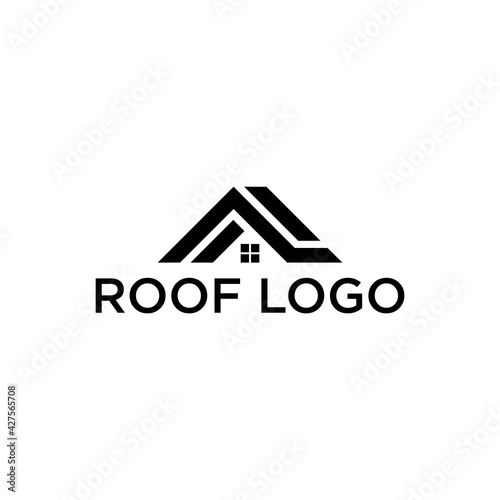 clean simple roofing logo design vector for home residential