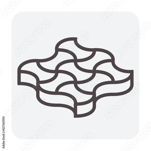 Concrete paver block pavement floor or brick vector icon. For landscape, outdoor, garden by paving on ground to create round dumble pattern. That sidewalk, road, patio, path, street or walkway.