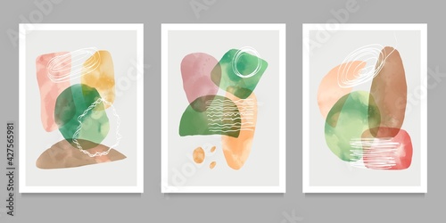 Abstract design modern trendy with doodles and various shapes. vector Set of creative minimalist hand painted illustrations for wall decoration, postcard or brochure cover design