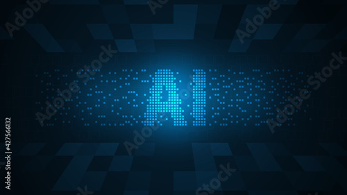 The technology of intelligent operating system AI on a dark blue background.