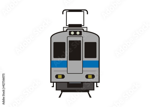 Electric commuter train car. Front view. Simple illustration