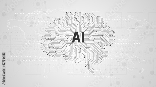 AI intelligent operating system on gray background.