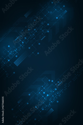Technology in the concept of circuit on a dark blue background.