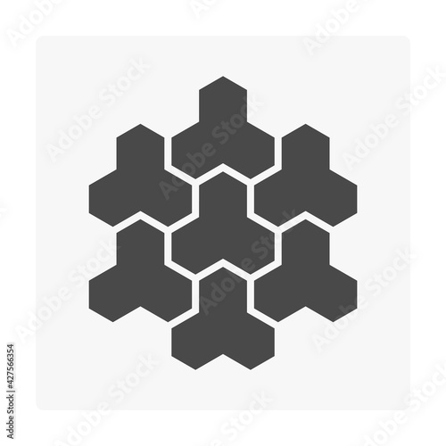 Concrete paver block pavement floor or brick vector icon design. For landscape, outdoor, garden by paving on ground to create trihex pattern. That sidewalk, road, patio, path, street or walkway.