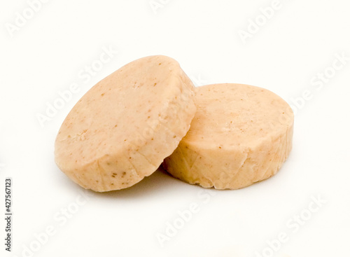 Marchpane and marzipan on white background