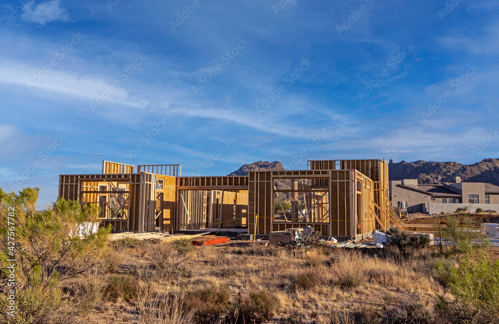 Fototapeta premium New Home Construction Site In Scottsdale, Arizona