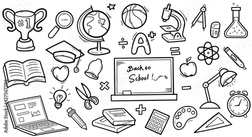 Back to school hand drawn doodle set