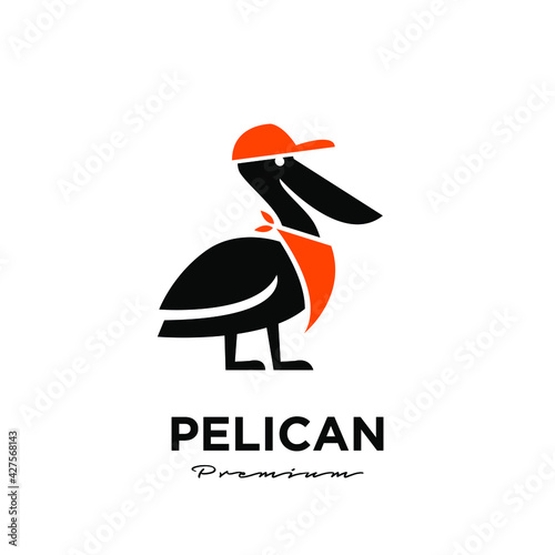 simple pelican Express and Fast Delivery vector icon illustration design