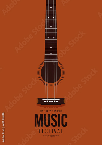 Music poster design template background decorative with guitar