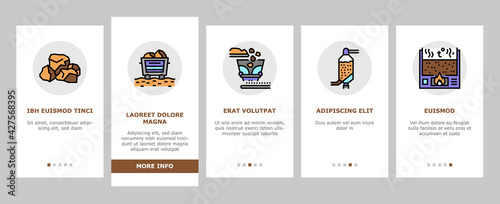 Aluminium Production Onboarding Mobile App Page Screen Vector. Processing Of Aluminium Production And Factory, Pressing And Manufacture, Transportation And Carrying Illustrations