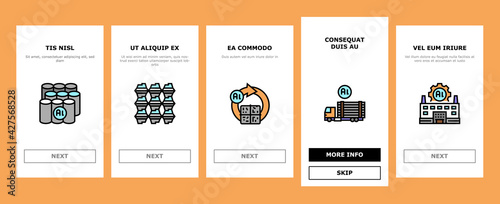 Aluminium Production Onboarding Mobile App Page Screen Vector. Processing Of Aluminium Production And Factory, Pressing And Manufacture, Transportation And Carrying Illustrations