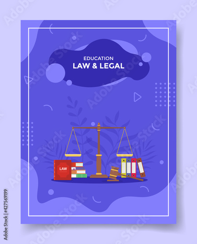 law and legal for template of banners, flyer, books cover, magazine with liquid shape flat style